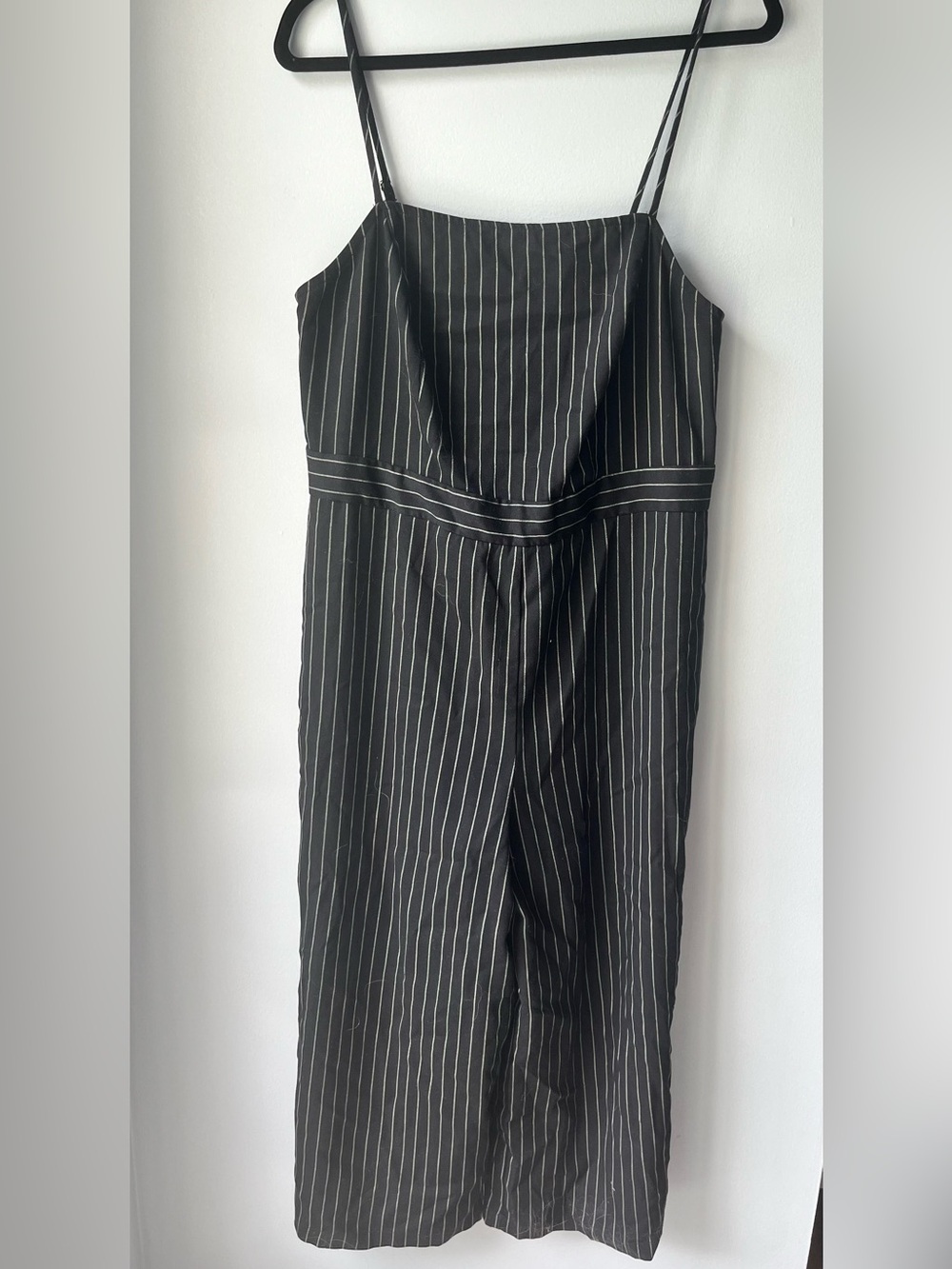 Forever 21 Black Pinstripe Midi Jumpsuit- XL